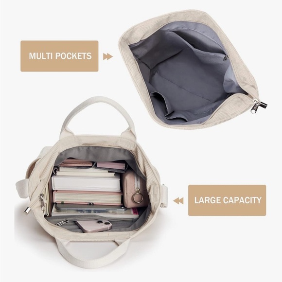 Beige Corduroy Tote Bag - Picture 5 of 8